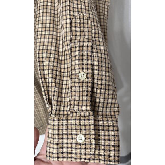 VTG Polo Ralph Lauren Mens Shirt Large Khaki Brown Plaid Button Down Sherborne - Picture 4 of 12